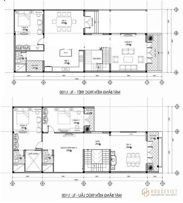 Mẫu thiết kế nhà 2 tầng 6x15m có mặt bằng được phân bổ khoa học.