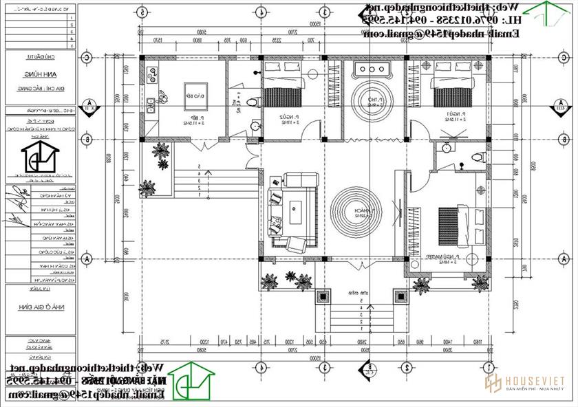 Mẫu nhà cấp 4 9x15m NDNC4103