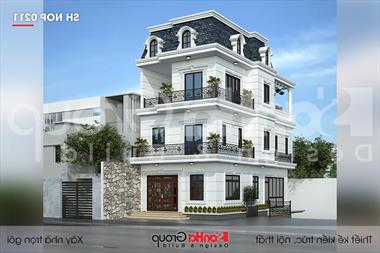 Mẫu thiết kế nhà ống bán biệt thự có tầng hầm tại Quảng Ninh đẹp sang trọng - SH NOP 0211