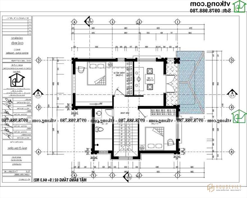 Công năng sử dụng tầng 2 BT2T71.  người mẫu