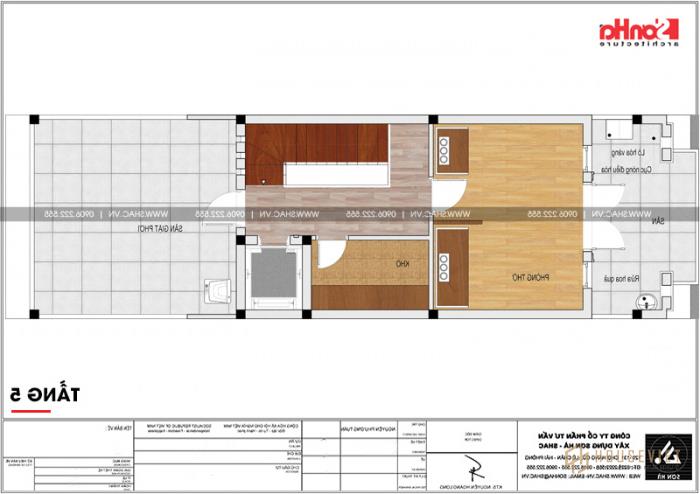 Bản vẽ mặt bằng tầng 5 nhà phố tân cổ điển 5 tầng tại Quảng Ninh