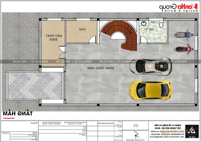 Thiết kế biệt thự lâu đài diện tích 165m 4 tầng 1 hầm 1 tum tại Hà Nội – SH BTLD 0039 11 Bản vẽ mặt bằng công năng tầng hầm biệt thự lâu đài châu Âu tại Hà Nội