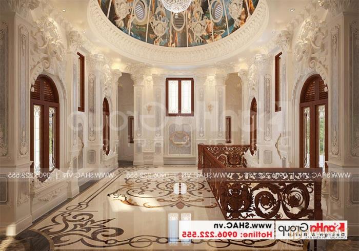 Thiết kế biệt thự lâu đài diện tích 165m 4 tầng 1 hầm 1 tum tại Hà Nội – SH BTLD 0039 35 Mẫu thiết kế sảnh thanh biệt thự lâu đài kiểu pháp được chủ đầu tư đánh giá cao