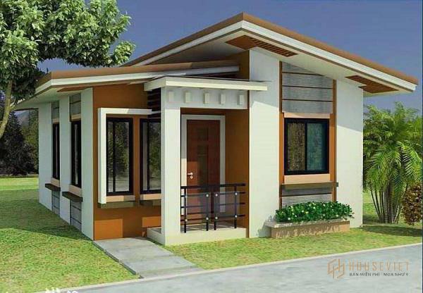 Kiểu nhà cấp 4 mái xéo có gác lửng diện tích 50m2