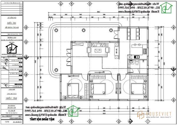 Mặt bằng nội thất mẫu thiết kế nhà vườn đẹp NDNC449