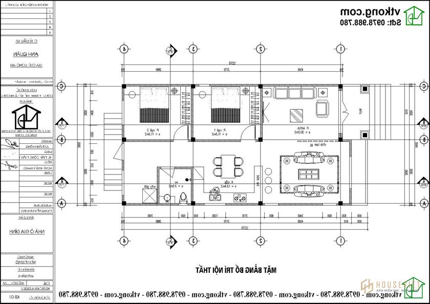 Bản vẽ mặt bằng nhà cấp 4 mái thái 7x14m NC471