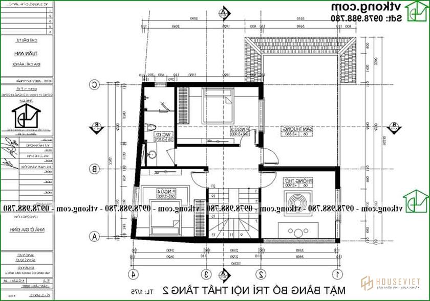 Công năng sử dụng tầng 2 của BT2T72.  người mẫu