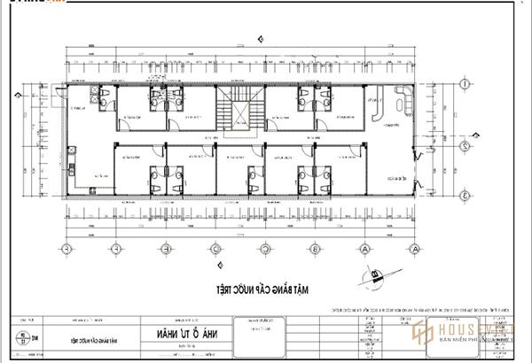 Bản vẽ nhà trọ có sơ đồ cấp thoát nước khoa học và liền mạch