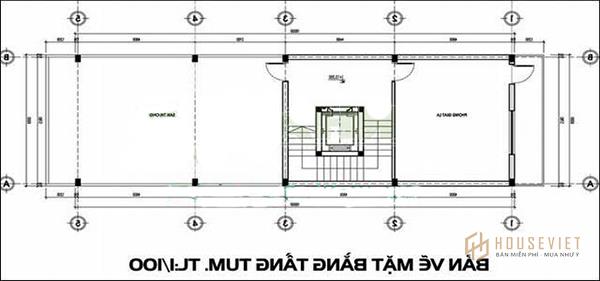 Tầng tum được thiết kế thông thoáng để đặt các thiết bị dân dụng mang đến sự tiện lợi cho khách hàng