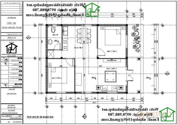 Bản vẽ mặt bằng nhà cấp 4 đơn giản NDNC449