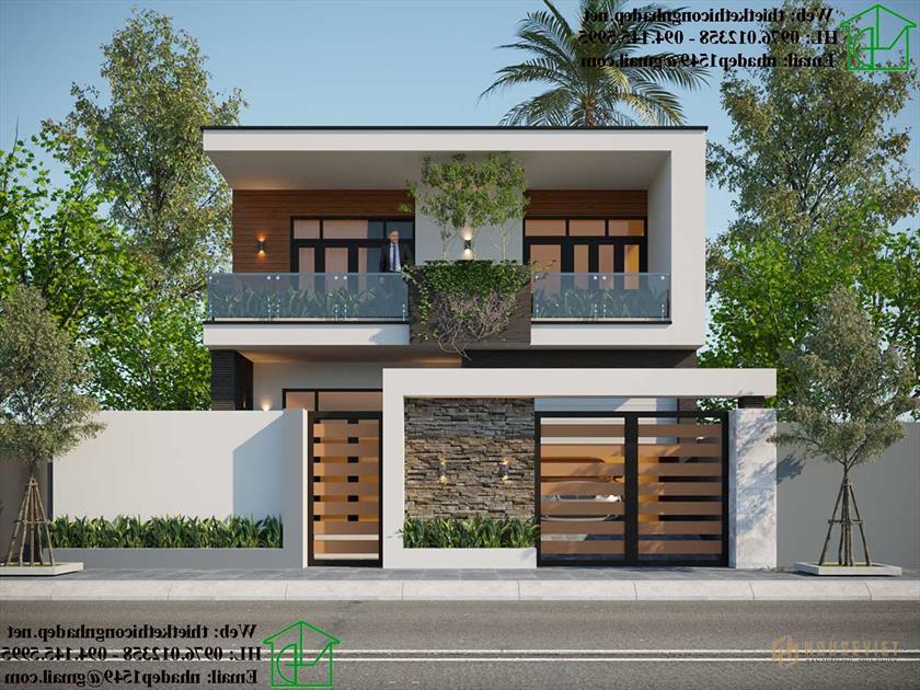 Biệt thự 2 tầng 8x15m mái bằng NDBT2T81