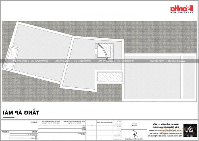 Mặt bằng công năng chi tiết của mẫu nhà ống hiện đại mái thái diện tích 64m2 tại Hải Dương 