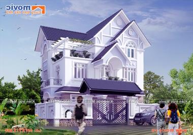 Bản vẽ biệt thự 3 tầng đa phong cách