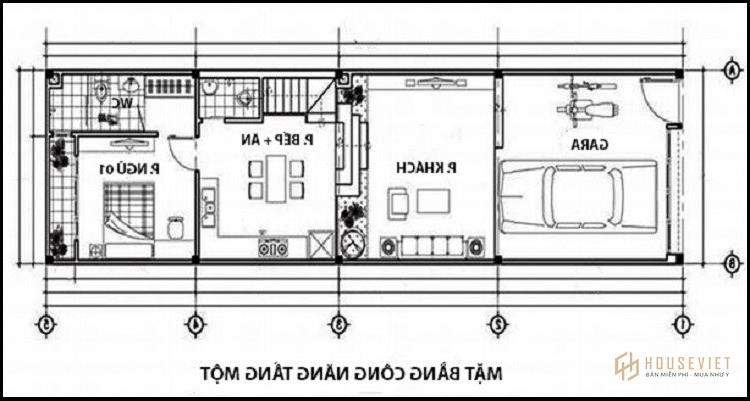 Mẫu nhà 2 tầng 3 phòng ngủ 5x18