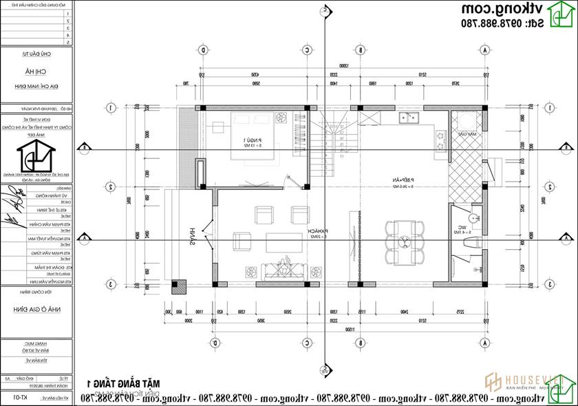 Mẫu Thiết Kế Nhà Cấp 4 Lửng 8x12m Tại Nam Định Nc476