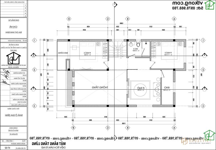 Mẫu Thiết Kế Nhà Cấp 4 Lửng 8x12m Tại Nam Định Nc476