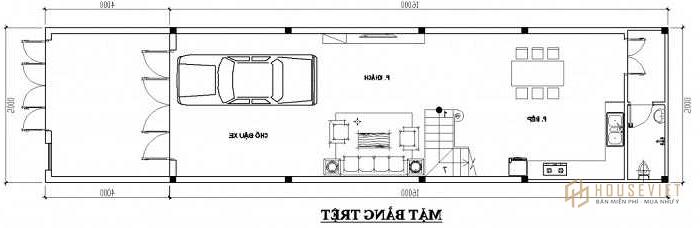 Bản vẽ thiết kế nhà ống 2 tầng mái bằng 5x16m 2