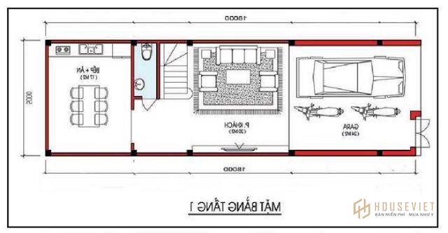 thiết kế nhà ống 2 tầng 5x18m 2