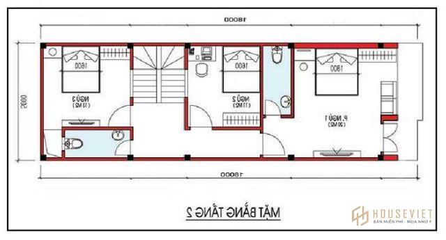 thiết kế nhà ống 2 tầng 5x18m 3