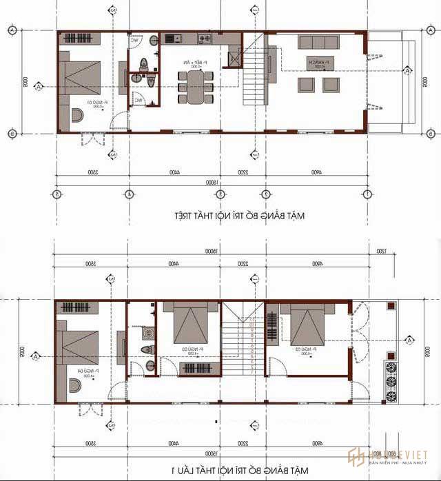 thiết kế nhà ống 2 tầng 5x18m 5