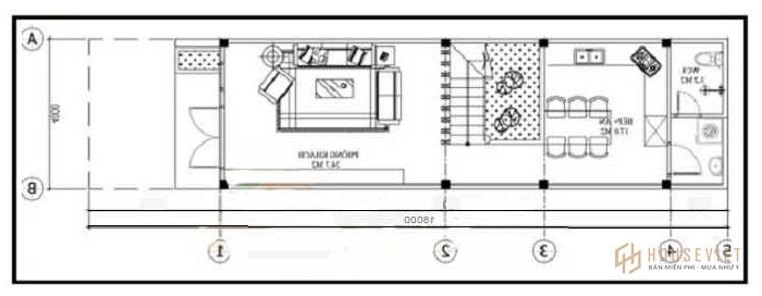 Bane vẽ thiết kế nhà ống 2 tầng 72m2 1