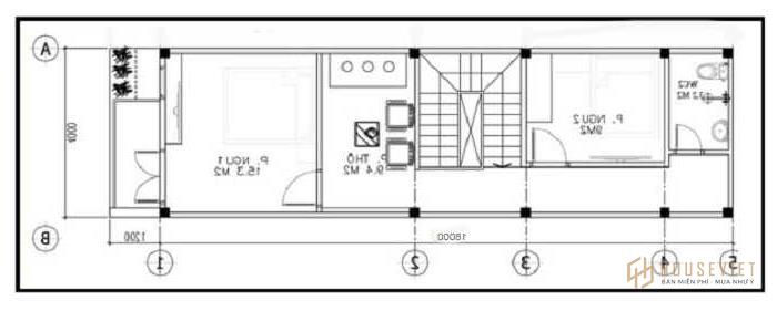 Bane vẽ thiết kế nhà ống 2 tầng 72m2 2