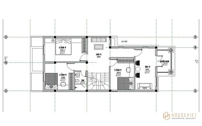 Bản vẽ thiết kế nhà ống 2 tầng tân cổ điển 3