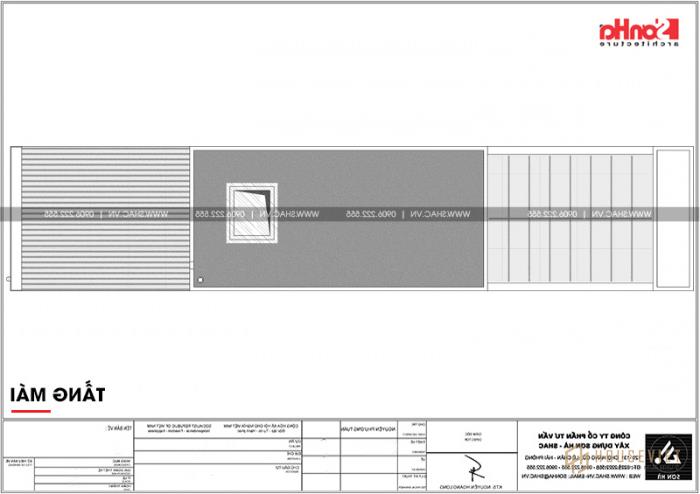 Bản vẽ mặt bằng mái thái nhà phố hiện đại tại Quảng Ninh 