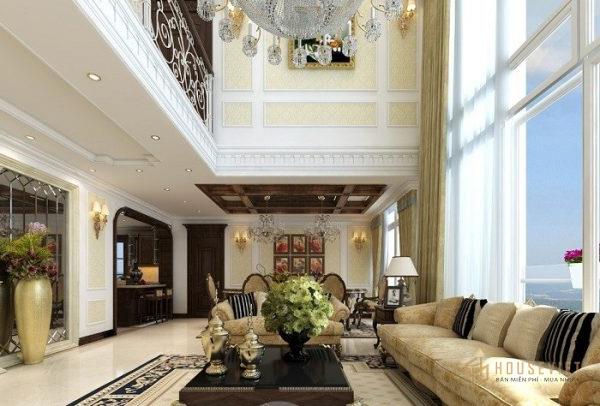 Phong cách tân cổ điển phòng khách thông tầng