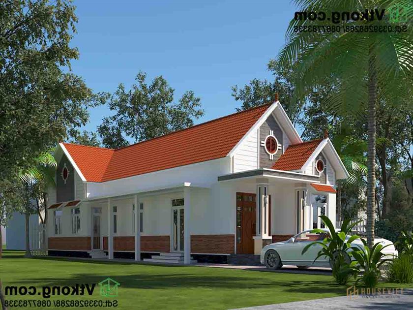 Phối cảnh mẫu nhà cấp 4 mái thái.