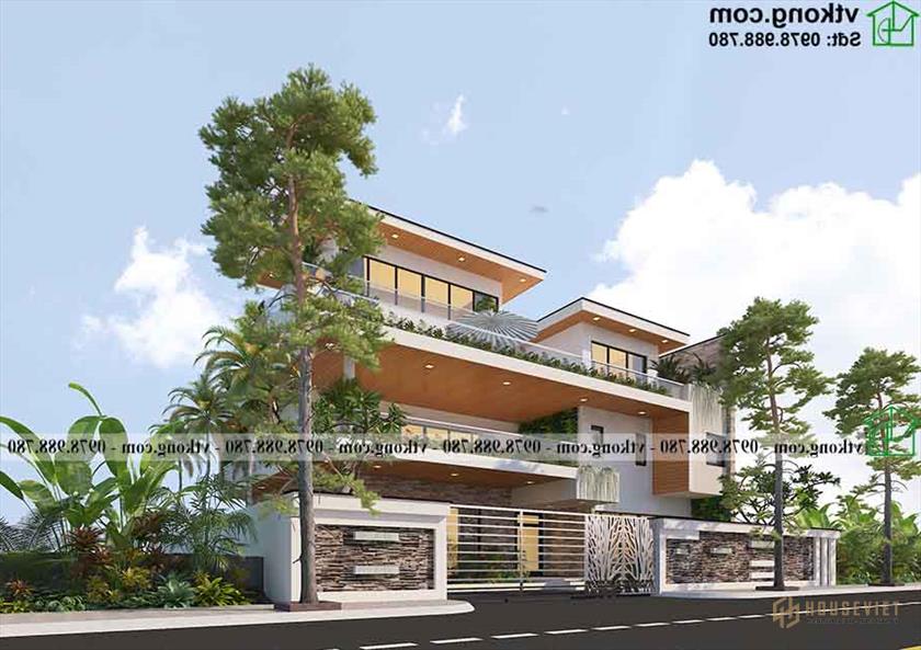 Mẫu Biệt Thự 3 Tầng Hiện Đại 16x14m tại Bình Thuận Bt3t014