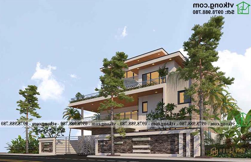 Mẫu Biệt Thự 3 Tầng Hiện Đại 16x14m Tại Bình Thuận Bt3t014