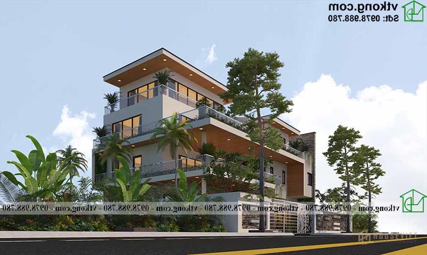Mẫu Biệt Thự 3 Tầng Hiện Đại 16x14m Tại Bình Thuận Bt3t014