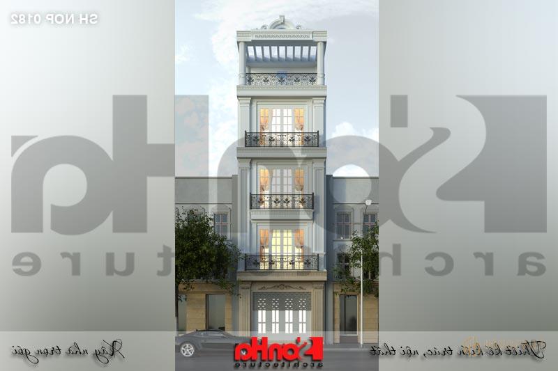 Mẫu thiết kế nhà tân cổ điển 4 tầng mặt tiền 5m tại Hải Phòng - SH NOP 0182