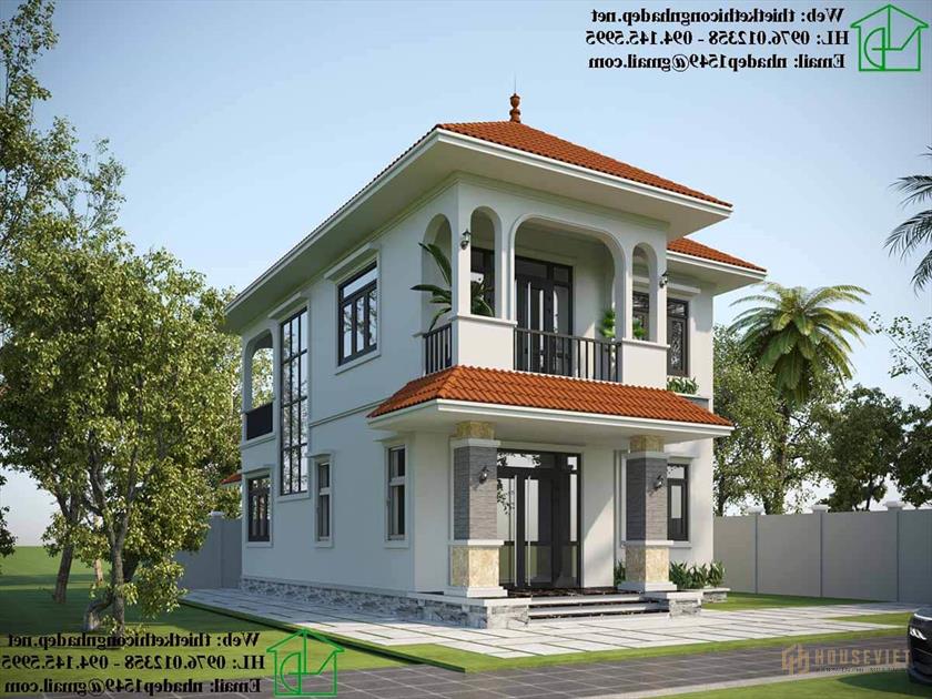 Biệt thự mái thái 2 tầng 8x14m kiểu Nhật, mẫu thiết kế biệt thự hiện đại NDBT2T86