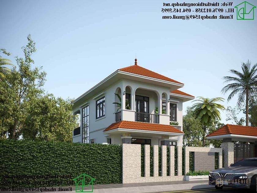 Biệt thự mái thái 2 tầng 8x14m kiểu Nhật, mẫu thiết kế biệt thự hiện đại NDBT2T86