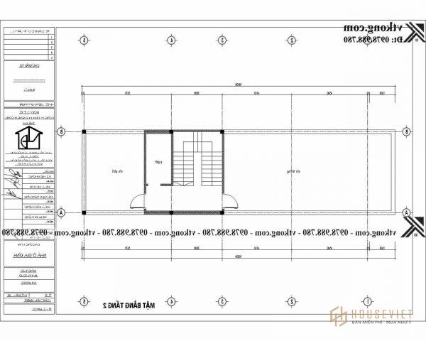 Bản vẽ mặt bằng tầng 3 mẫu nhà ống 3 tầng 5x17m tiện nghi.