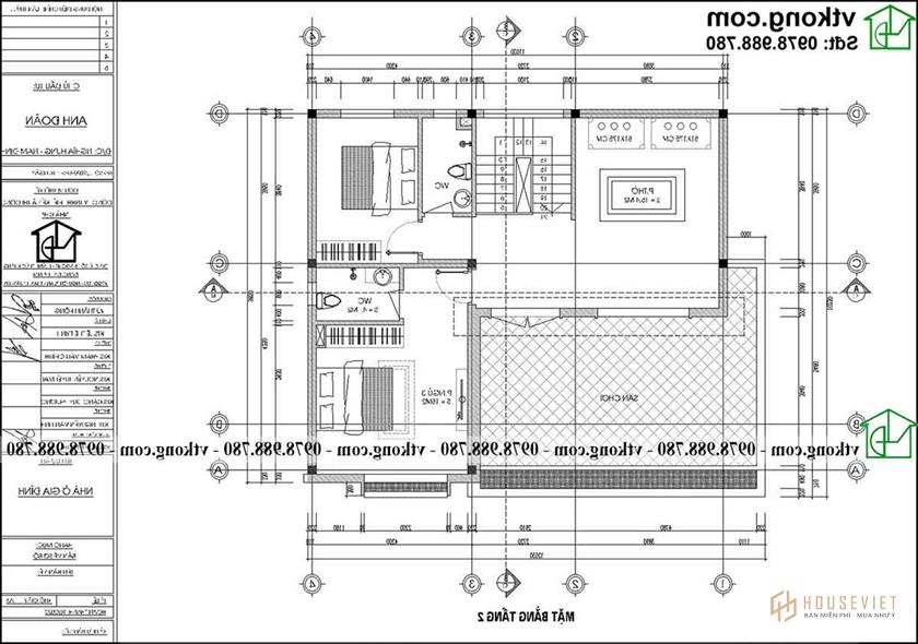 Mẫu Nhà Vuông 2 Tầng Mái Bằng 11x10m Tại Nam Định Bt2t96