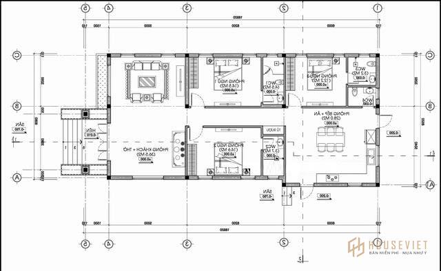 Mẫu nhà cấp 4 3 phòng ngủ 1 vệ sinh