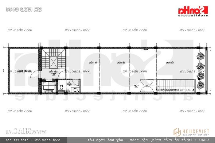 Bản vẽ mặt bằng tầng 2 nhà ống sh gật 0144