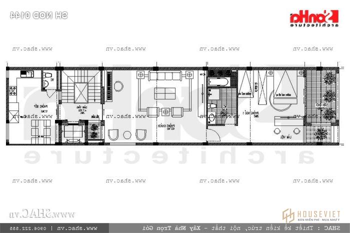 Bản vẽ mặt bằng tầng 3 nhà ống sh gật 0144