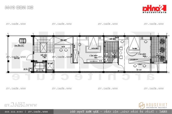 Bản vẽ mặt bằng tầng 4 nhà ống sh gật 0144