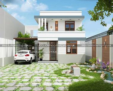 Mẫu nhà phố 2 tầng mặt tiền 9m (Thu Hút Mọi Ánh Nhìn)