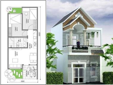 Mẫu nhà ống 2 tầng mái thái đẹp diện tích 5x18m