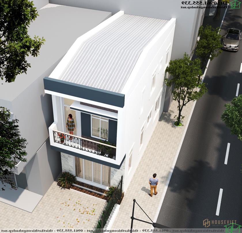 Phối cảnh tổng thể nhà ống 2 tầng 4x10m NDNP2T31