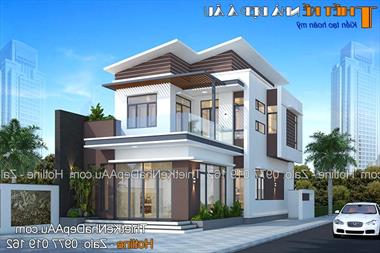 Biệt thự 2 tầng hiện đại mái chéo độc đáo