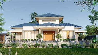 Mẫu biệt thự 1 tầng 4 phòng ngủ 22x11m siêu đẹp tại Bắc Ninh NDBT1T133