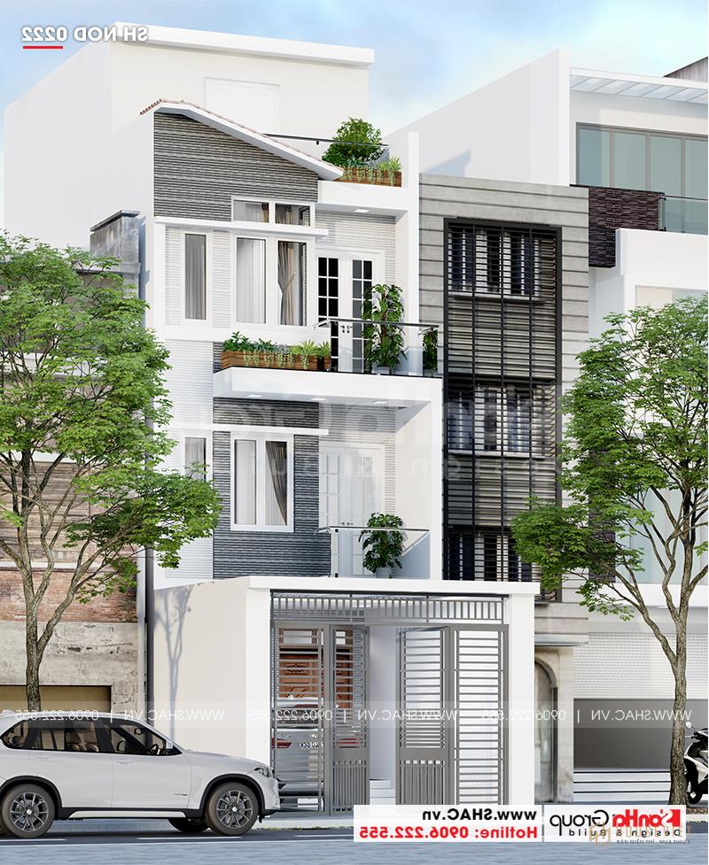 Mẫu thiết kế nhà phố hiện đại 1 trệt 3 lầu mặt tiền 5m ở Sài Gòn 