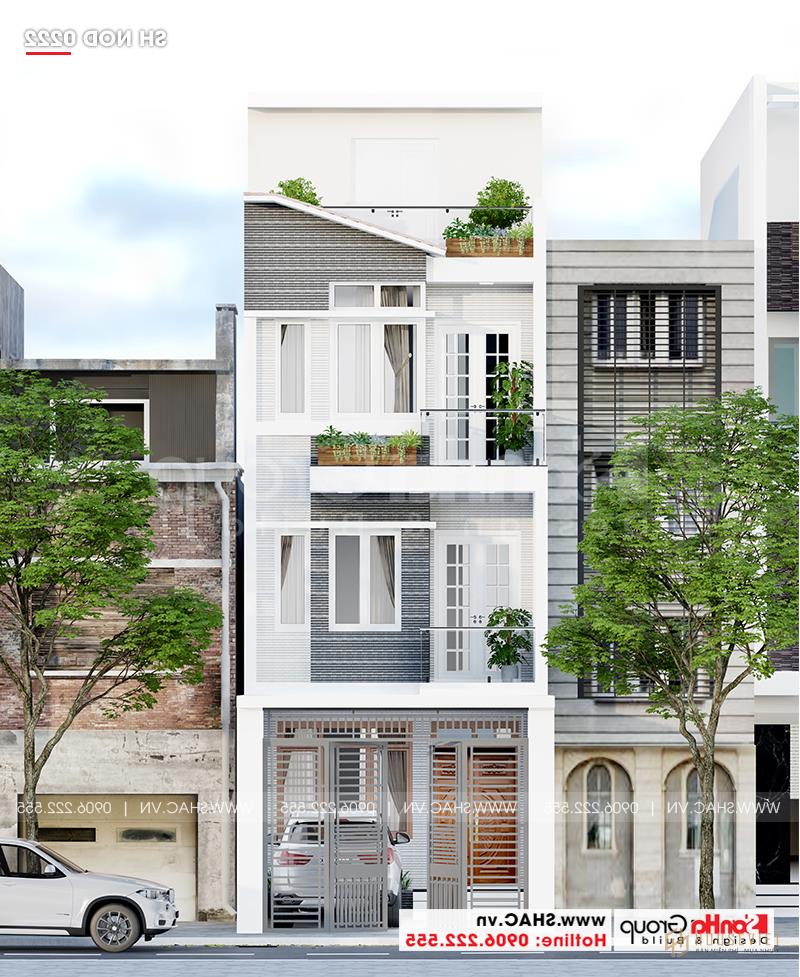 Hoàn thiện thiết kế ngoại thất nhà phố kết hợp kinh doanh 