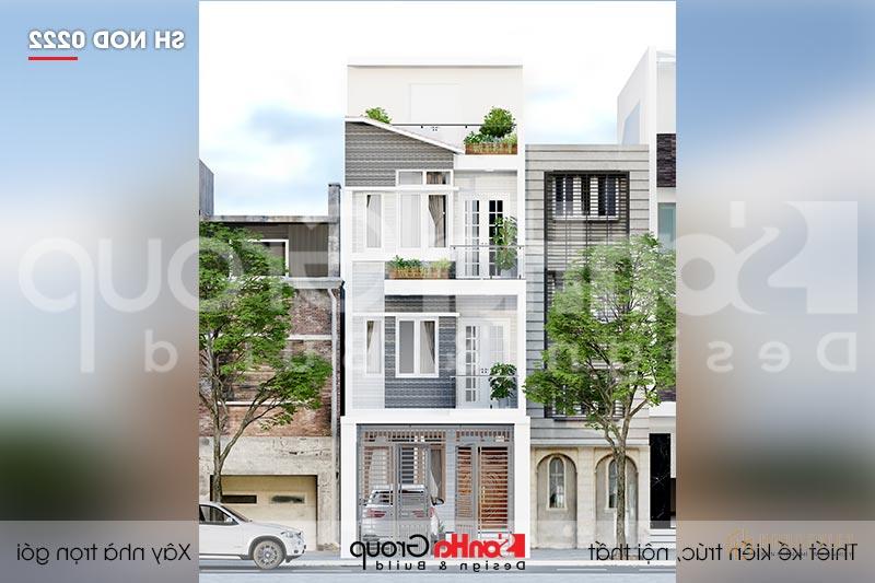Mẫu thiết kế nhà phố hiện đại 1 trệt 3 lầu mặt tiền 5m tại Sài Gòn - SH NOD 0222